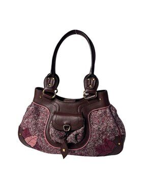 Celine Tweed Xleather Triomphe Vintage Handbag